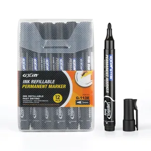 Gxin G-113E High performance Custom LOGO Tip Refillable Permanent Marker Pen special design to open carton