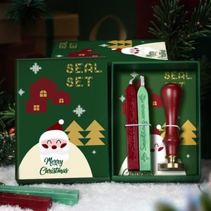 Ensemble de sceaux de Noël avec bâtonnets de cire et tampon à manche en bois pour cadeaux de fêtes - Product Image 3