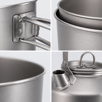 Juego de Utensilios de Cocina de Titanio Personalizado para Camping, Fabricante OEM ODM, Olla, Tetera, Sartén y Taza Ultraligeras para Excursionismo y Montañismo