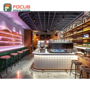 Vitrina de Café Premium con Iluminación, Estante para Pastelería con Panel Blanco, Vitrina para Cafetería - Product Image 4