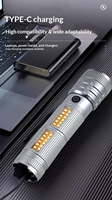 Linterna LED Recargable de Alta Potencia con Zoom, Linternas Tácticas para Emergencias en el Hogar, Camping y Senderismo