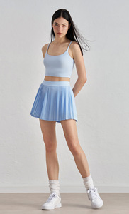FITVOLT Jupe-short de yoga plissée unie pour femme, taille haute élastique, coupe ajustée, avec poches, doublure anti-transparence, extensible dans les quatre sens - Product Image 2