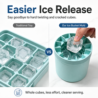 YMS Mini Moule à glaçons en silicone écologique réutilisable, créatif, flexible et portable, seau à glace cylindrique à congélation rapide