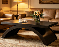 Table basse contemporaine OEM, finition naturelle, cinq cadres arqués, anti-basculement, capacité de 250 lb, mobilier de cocktail