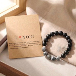 Natural Stone <b>Couple</b> <b>Bracelet</b> Heart Beaded Unisex Jewelry Valentine Gift - Product Image 2
