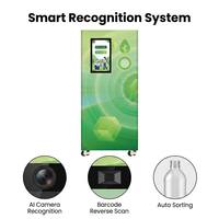 Máquina Expendedora Inversa Básica Tipo Drop-In, Quiosco de Reciclaje Multitemplo de un Solo Toque para Comunidades y Parques Industriales
