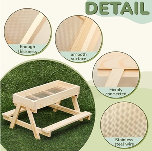 Mangeoire de table de pique-nique de poulet en bois fait à la main grandes mangeoires d'écureuil de canard d'oiseau sauvage bricolage - Product Image 6