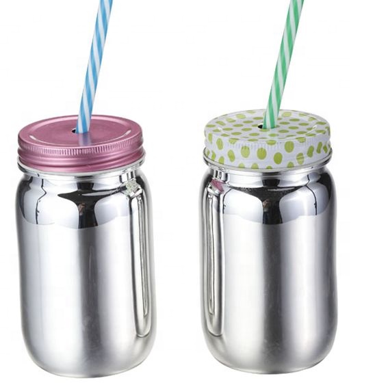 16 OZ Plastic Mason Jar with Electronic Plating Promotional Mason Jar Customized Mason Jar for Parties and Events