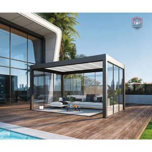 Pergola couverte durable résistante au vent, Gazebo Yardistry 12x14, Gazebo de cuisine extérieure, Gazebo véranda avec <span class=keywords><strong>ventilateur</strong></span> - Product Image 5