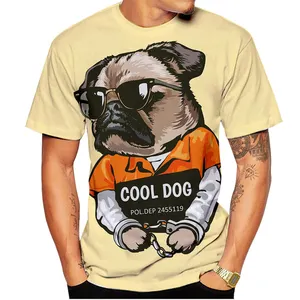 2024 chien été à manches courtes hommes T-shirt 3D imprimé chemise carlin mode décontracté Street Style hauts surdimensionné hommes chemise vêtements