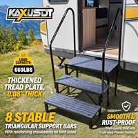 Escalier portable pour spa et camping-car en acier, 3 marches, avec double main courante, poutres transversales renforcées des deux côtés, capacité 660 lbs, modèle 2026 mis à jour