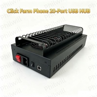 110V 220V Desktop Click Farm 20-Port USB-Hub Mehrfach-Handy-Splitter Kompatibel mit Managementsoftware 20 USB-Hub-Gehäuse