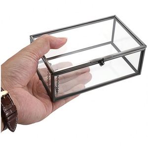 Premium Clear Glass <b>Memory</b> <b>Box</b> with Silver Metal Accents for Special Occasion Keepsakes and Decorative Household Storage - Product Image 2