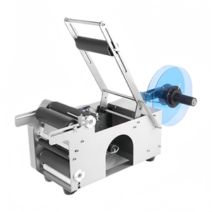 Machine d'étiquetage adhésif semi-automatique de bureau manuelle pour bouteilles rondes en verre et en plastique de taille moyenne et petite - Product Image 5