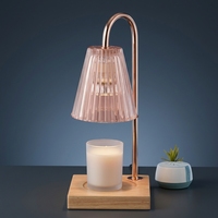 Lampe chauffe-bougie à lumière douce et chaleureuse, base en bois, lampe de nuit à intensité réglable, décoration d'ambiance pour chambre à coucher, minuterie d'arrêt automatique