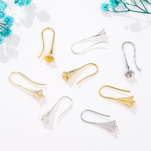 Trumpet Flower Ear <b>Hooks</b> 18K Gold Plated Brass Silver DIY Jewelry Accessories Pearl <b>Earring</b> Findings For Crafting - Product Image 4