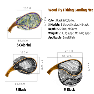 Filet de pêche à la mouche, m, Portable, en <span class=keywords><strong>bois</strong></span> massif, filet attrape-<span class=keywords><strong>truite</strong></span> et dégagement, outil de matériel - Product Image 2