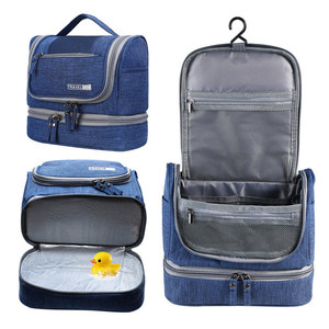 Borsa da <span class=keywords><strong>viaggio</strong></span> personalizzata all'ingrosso con logo, beauty case a 2 strati grande con gancio, motivo fiori rosa - Product Image 4