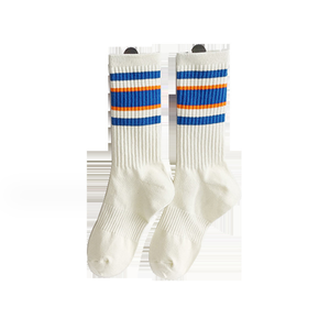 Calzini <span class=keywords><strong>a</strong></span> equipaggio con lettera <span class=keywords><strong>a</strong></span> strisce <span class=keywords><strong>bianche</strong></span> <span class=keywords><strong>nere</strong></span> di quattro stagioni per uomo donna - Product Image 1