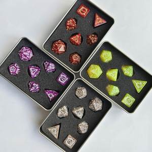 Multi Sided <b>7</b> Dragon Grain Dice Set, <b>Iron</b> Box, Colorful the Year of the Loong Celebration Pattern, Pearl Grain Dice Color - Product Image 2