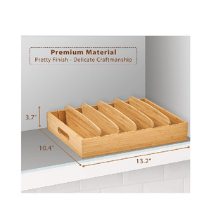 Organisateur d'armoires de cuisine pour couvercles de conteneurs de stockage des aliments, avec séparateurs réglables, <span class=keywords><strong>tiroir</strong></span> en bambou - Product Image 4
