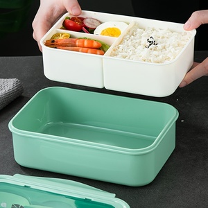 Yiwu <span class=keywords><strong>Qiye</strong></span> กล่องอาหารกลางวันโรงเรียนพลาสติก3เซลล์พร้อมช้อนกล่องอาหารกลางวันเหมาะสำหรับเด็ก - Product Image 2