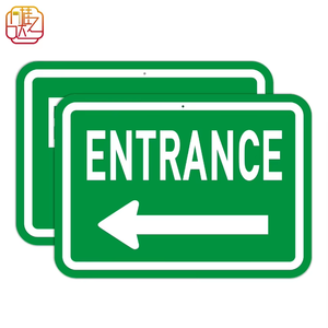 Panneau d'entrée réfléchissant en aluminium avec <span class=keywords><strong>flèche</strong></span> gauche, panneau directionnel vert 12x18 pouces pour usage commercial - Product Image 1