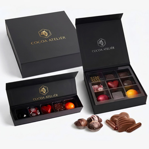 Caja de Regalo de Trufas de Lujo con Logotipo Personalizado, Caja de Chocolate de Papel Rígido con Almohadilla, Caja de Cokolata, Kutusu Luks, Caja para Bombones - Product Image 1
