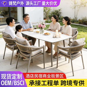 Conjunto de Mesa y Sillas de Ratán para Exteriores, 6 Plazas, con Cojines, Estructura de Aluminio, Muebles Contemporáneos para Patio, Balcón, Jardín, Terraza - Product Image 2