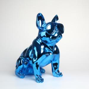 Versandfertige 40cm Sonnenbrillen-Französische Bulldogge Statue Kunstharz-Skulptur Handwerk Nordische Wohnraumdekoration Galvanisch Vergoldete Hunde-Statue - Product Image 2