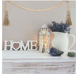 Gran oferta DIY rústico hecho a mano L guirnalda de cuentas de madera con borlas para el hogar y Strand Farmhouse Decor - Product Image 3