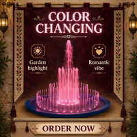 Fontaine décorative ronde personnalisée TH, fontaine d'eau en acier inoxydable avec éclairage LED RGB pour jardin, bassin et aménagement paysager