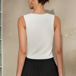 OEM Custom Sexy Gold Ring Strap Tank Top Women Summer Bulk Slim Fit Sleeveless Ribbed Knit <strong>Crop</strong> <strong>Sweater</strong> <strong>Vest</strong> Top Manufacturer - Product Image 3