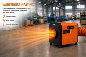 <span class=keywords><strong>Chauffage</strong></span> au <span class=keywords><strong>gaz</strong></span> carré haute puissance 120 kW avec roulettes pivotantes, thermostat intelligent et affichage numérique pour entrepôt industriel - Product Image 6