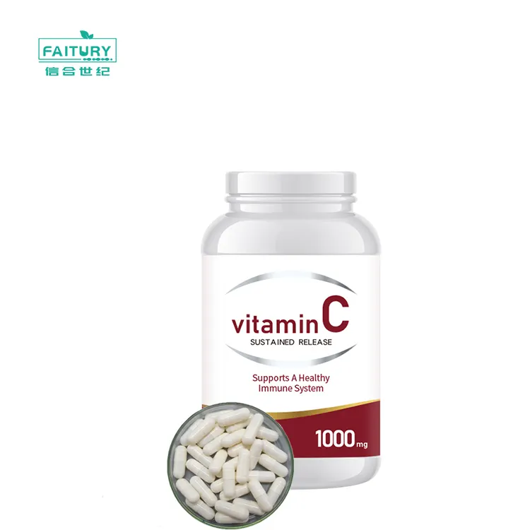 Faitury OEM Marque privée Capsule de vitamine C 1000mg Blanchiment de la peau Pilules de collagène Capsules de vitamine C pour la peau