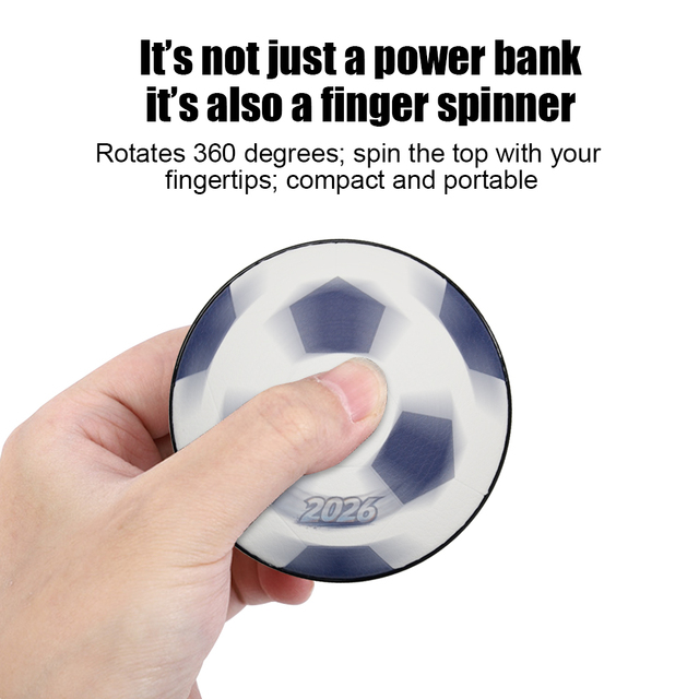 Fidget Spinner De-Stress Gift Football Shaped Power Bank 10000mAh PD 22.5W Fast Charge LCD Screen