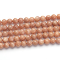 AAA Grosir Manik-manik Batu Sunstone Oranye Alami Bulat Halus dan Batu Moonstone Peach untuk Pembuatan Perhiasan DIY 4mm 6mm 8mm 10mm