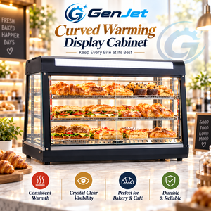 Vitrina Comercial Curva con Calefacción y Estantes de Varios Niveles para Panadería, Cafetería, Pastelería, Pizza y Servicio de Mostrador de Aperitivos - Product Image 1