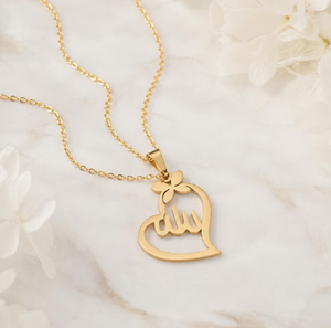 Collana <span class=keywords><strong>Allah</strong></span> in Acciaio Inossidabile alla Moda, Ciondolo Placcato Oro 18k, Gioiello con Calligrafia Araba, Regalo per l'Eid - Product Image 3