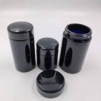 Bocal de conservation UV violet noir en verre hermétique pour herbes avec couvercle à vis