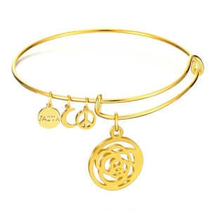 China Jewelry Wholesale Fashion 316L Stainless Steel <b>Bracelet</b> Brand Bangles With Laser Hollow Flower - Product Image 1