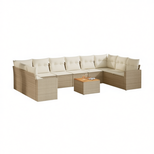 Set Divano da Giardino in Rattan Beige 8 Posti, Arredamento da Esterno Contemporaneo Resistente alle Intemperie, Divano Sezionale da Patio - Product Image 1