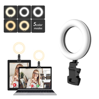 Lampe annulaire LED professionnelle de 5 pouces pour vidéoconférence, réglable, avec clip et trépied pour ordinateurs portables