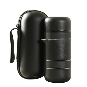 Juego de té portátil de viaje, una tetera y cuatro tazas de cerámica roja con estuche de transporte para viajes, regalo empresarial. - Product Image 5