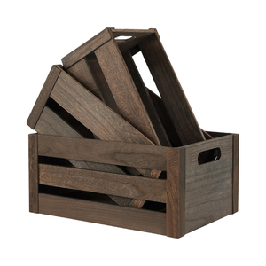 आधुनिक देहाती लकड़ी के क्रेट सेट लैसर फिनिश कंटेनर होम संगठन इको फ्रेंडली गहने भंडारण आयताकार आकार - Product Image 4
