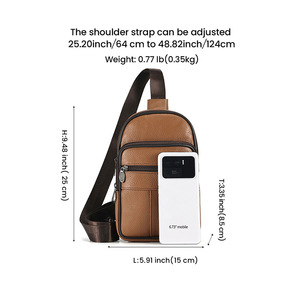 Joyir Genuine Leather Men's Chest <b>Bag</b> Large Capacity Outdoor Casual Travel <b>Bag</b> Brown Spring 2024 - Product Image 4