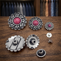 Conchos en métal gravés à visser, boutons rétro, rivets à visser en cuir, imitation turquoise, forme ronde, pour artisanat du cuir DIY
