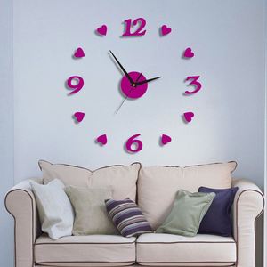 Horloge numérique créative en forme de cœur à faire soi-même, autocollante, en acrylique miroir 3D, horloge murale silencieuse pour la décoration du salon et de la chambre - Product Image 5