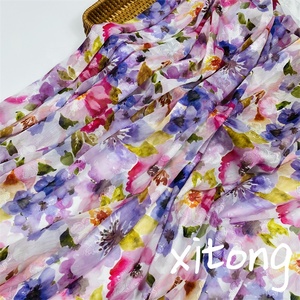 Tùy Chỉnh In Kỹ Thuật Số Thiết Kế Polyester Dệt May <span class=keywords><strong>Crepe</strong></span> Voan Jacquard Polyester Vải Cho Ăn Mặc - Product Image 1