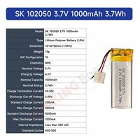 SUNKING 102050 1000mAh 3.7V Paket Baterai Lithium Polymer untuk Sepeda Listrik/Skuter Katoda LiNiMnCoO2 500 Siklus